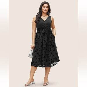 BloomChic Plus Size 2XL Floral Mesh Patchwork Surplice Neck Tank Dress us18-20